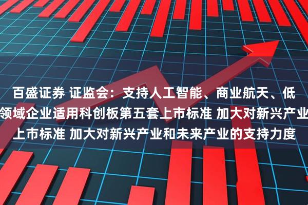 百盛证券 证监会：支持人工智能、商业航天、低空经济等更多前沿科技领域企业适用科创板第五套上市标准 加大对新兴产业和未来产业的支持力度